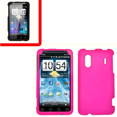 For HTC Hero S Cover Hard Phone Case Hot Pink + Screen Protector 2-in-1