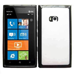 For Nokia Lumia 900 Case Soft Edge Black/ White Hard Cover