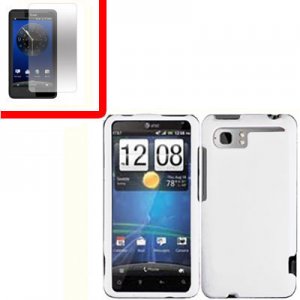 For HTC Vivid / Raider LTE 4G Cover Hard Phone Case White + Screen 2-in-1