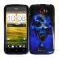 For HTC One X Cover Hard Phone Case Blue Skull