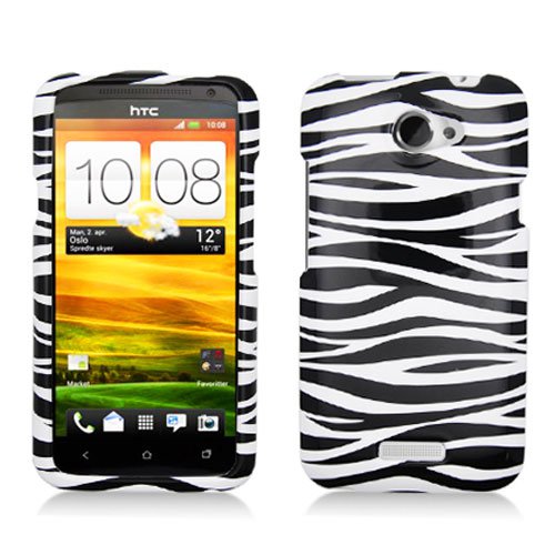 For HTC One X Car Charger + Cover Hard Case Zebra +Screen Protector
