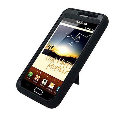 For Samsung Galaxy Note Cover Hard Black/ Soft Black Armor Case W/Stand