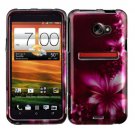 For HTC Evo 4G LTE Cover Hard Phone Case L-Flower + Screen Protector 2-in-1