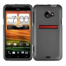 For HTC Evo 4G LTE Cover Hard Phone Case Gray + Screen Protector 2-in-1