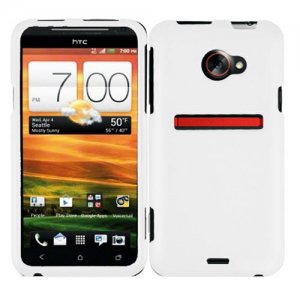 Screen Protector + Cover Hard Case White+ Car Charger For HTC Evo 4G LTE