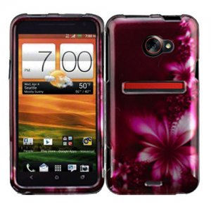 Car Charger + Cover Hard Case L-Flower +Screen Protector For HTC Evo 4G LTE