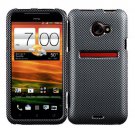 For HTC Evo 4G LTE Cover Hard Phone Case Carbon Fiber + Screen Protector 2-in-1