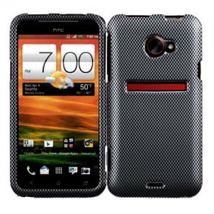 For HTC Evo 4G LTE Cover Hard Phone Case Carbon Fiber + Screen Protector 2-in-1
