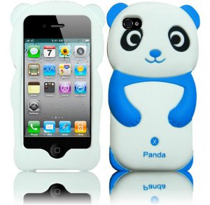 Hard Case For Apple iphone 4S 4 Silicon Cover Blue Panda