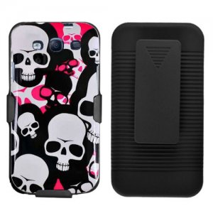 Phone Case For Samsung Galaxy S III Hard Cover P-Skull +Holster Belt Clip +Stand