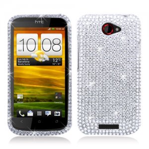 For HTC One S Cover Hard Phone Case Crystal Clear Bling Bling