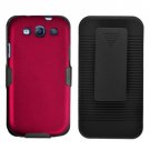 Phone Case For Sprint Samsung Galaxy S III Hard Cover R-Pink +Holster Belt Clip +Stand
