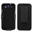 Phone Case For Sprint Samsung Galaxy S III Hard Cover Black +Holster Belt Clip +Stand