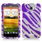 Phone Case For HTC One X Cover Crystal Bling Purple Zebra