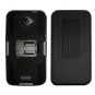 Holster Belt Clip For HTC ONE X Hard Case Black /Black soft edge + Kick Stand