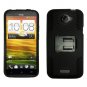 Holster Belt Clip For HTC ONE X Hard Case Black /Black soft edge + Kick Stand