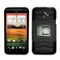 Holster Belt Clip For HTC Evo 4G LTE Hard Case Black /Black soft edge + Kick Stand