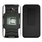 Holster Belt Clip For HTC Evo 4G LTE Hard Case Black /White soft edge + Kick Stand