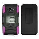 Holster Belt Clip For HTC Evo 4G LTE Hard Case Black /Pink soft edge + Kick Stand