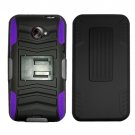Holster Belt Clip For HTC Evo 4G LTE Hard Case Black /Purple soft edge + Kick Stand