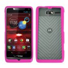 For Motorola Electrify M Phone Case Soft Edge Pink/Frosted Clear Hard Cover +Screen Protector