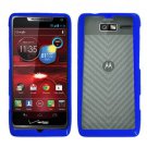 For Motorola Electrify M Phone Case Soft Edge Blue/Frosted Clear Hard Cover +Screen Protector