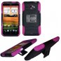 Phone Case For HTC Evo 4G LTE Hard Cover Black /Pink soft edge + Kick Stand
