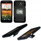 Phone Case For HTC Evo 4G LTE Hard Cover Black /Black soft edge + Kick Stand