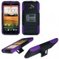 Phone Case For HTC Evo 4G LTE Hard Cover Black /Purple soft edge + Kick Stand