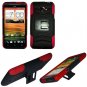 Phone Case For HTC Evo 4G LTE Hard Cover Black /Red soft edge + Kick Stand