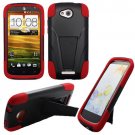 Phone case For HTC One VX Hard Case Black/Red soft Corner Cover w Kick Stand