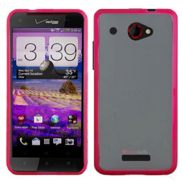 Phone Case For Verizon HTC Droid DNA 6435 Case Edge Pink/Frosted Clear Hard Cover +Screen