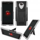 Phone Case For HTC Droid DNA / ARD6435 Hard Case Black/White soft edge Cover + Kick Stand