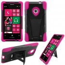 Phone Case For Nokia Lumia 521 520 Silione Corner Pink/Black Hard Cover Stand