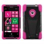 Phone Case For Nokia Lumia 521 520 Silione Corner Pink/Black Hard Cover Stand