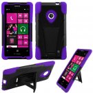 Phone Case For Nokia Lumia 521 520 Silione Corner Purple/Black Hard Cover Stand