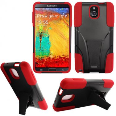 Phone Case For Samsung Galaxy Note 3 Silione Corner Red/Black Hard Cover Stand