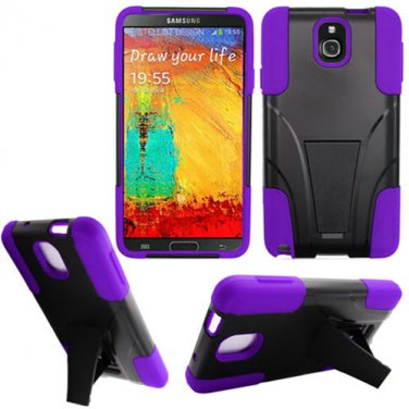 Phone Case For Samsung Galaxy Note 3 Silione Corner Purple/Black Hard Cover Stand