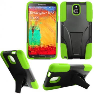 Phone Case For Samsung Galaxy Note 3 Silione Corner Neon/Black Hard Cover Stand