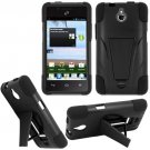 Phone Case For Huawei Valiant / Huawei Ascend Plus Silione Corner Black/Black Hard Cover Stand