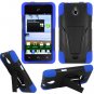 Phone Case For Huawei Valiant / Huawei Ascend Plus Silione Corner Blue/Black Hard Cover Stand