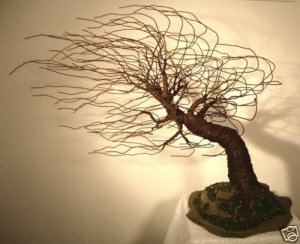 Mighty Wind Swept, wire tree sculpture - by Sal Villano