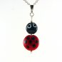 Ladybug Lampworked Glass Bead Pendant Necklace