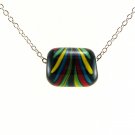 Red, Blue, Yellow, and Green on Black Lampworked Glass Bead Necklace