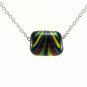 Red, Blue, Yellow, and Green on Black Lampworked Glass Bead Necklace