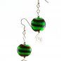 Red and Green Lampworked Glass Bead Earrings