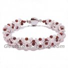 Natural Iced Rose Quartz with Natural Garnet Fashionable Bracelet