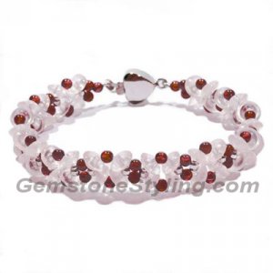 Natural Iced Rose Quartz with Natural Garnet Fashionable Bracelet