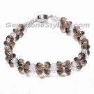 Faceted Natural Smoky Quartz with Natural Clear Quartz Fashionable Bracelet