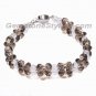 Faceted Natural Smoky Quartz with Natural Clear Quartz Fashionable Bracelet